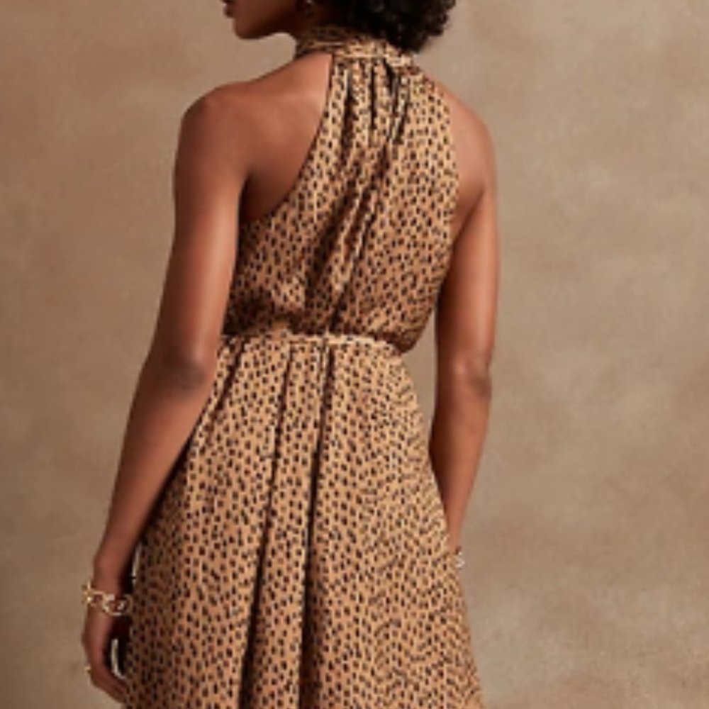 NWT Banana RepF Twist-Neck Satin Midi Sleeveless Dress S 4/6 Black 282 258 142 - Picture 5 of 5